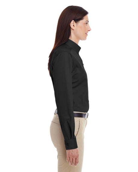 Harriton Women's Foundation 100% Cotton Long-Sleeve Twill Shirt with Teflon™-2