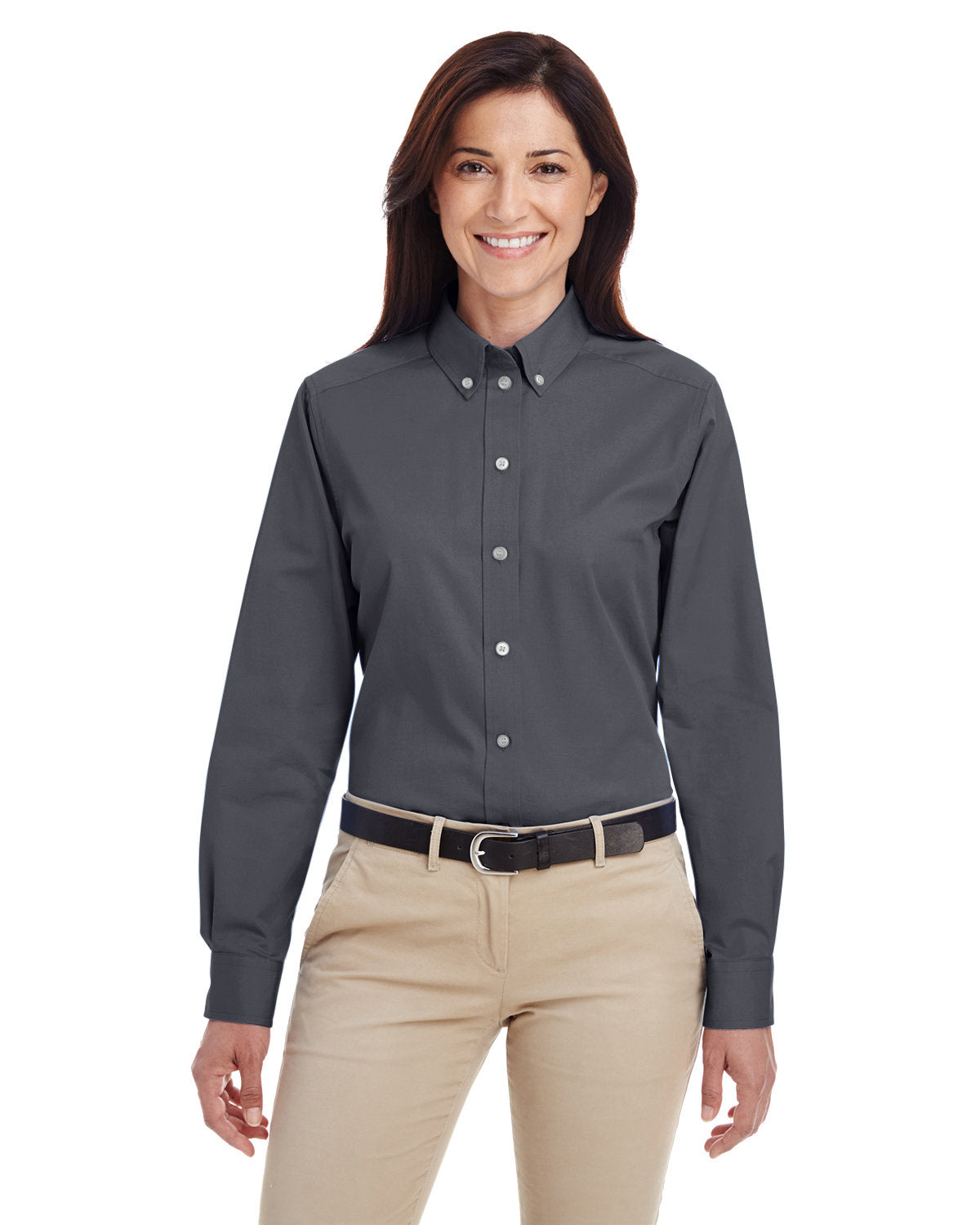 Harriton Ladies' Foundation 100% Cotton Long-Sleeve Twill Shirt with Teflon™ Harriton