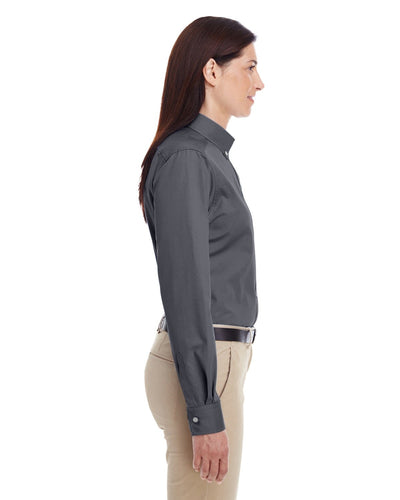 Harriton Ladies' Foundation 100% Cotton Long-Sleeve Twill Shirt with Teflon™