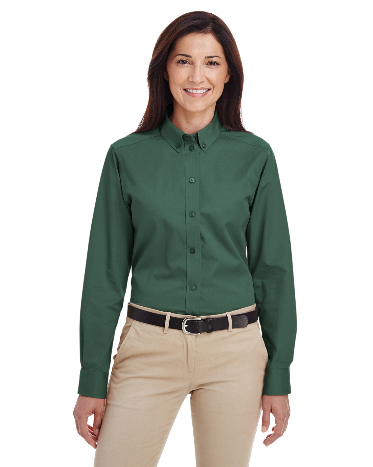 Harriton Ladies' Foundation 100% Cotton Long-Sleeve Twill Shirt with Teflon™ Harriton