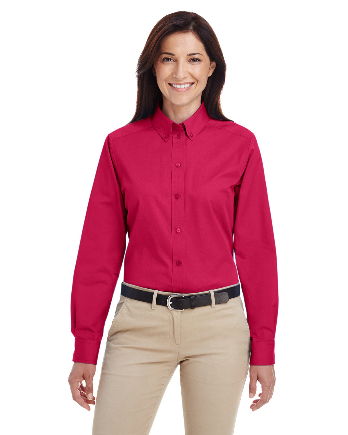 Harriton Ladies' Foundation 100% Cotton Long-Sleeve Twill Shirt with Teflon™ Harriton