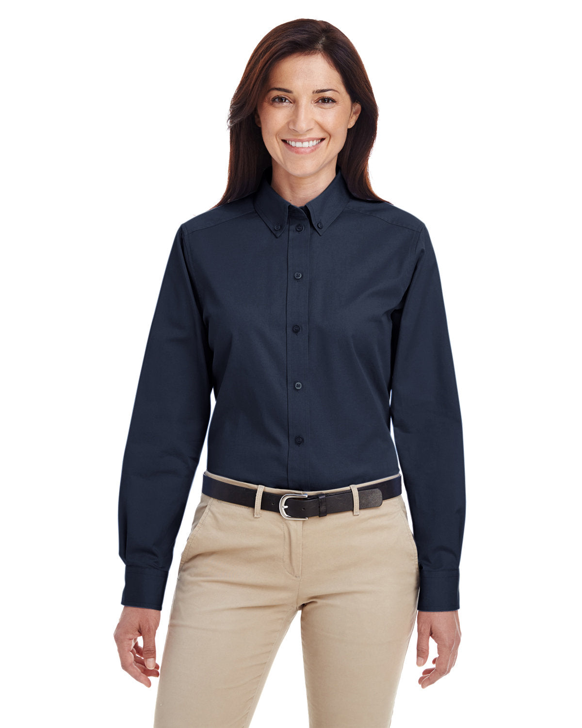 Harriton Ladies' Foundation 100% Cotton Long-Sleeve Twill Shirt with Teflon™ Harriton