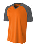 A4 Youth Polyester V-Neck Strike Jersey with Contrast Sleeves A4