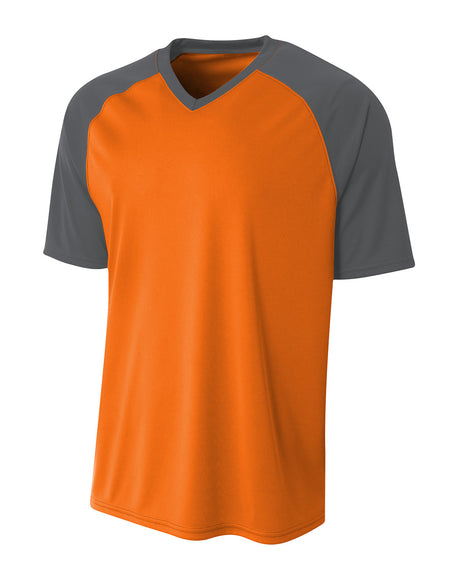 A4 Youth Polyester V-Neck Strike Jersey with Contrast Sleeves A4