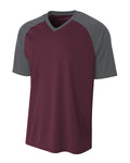 A4 Youth Polyester V-Neck Strike Jersey with Contrast Sleeves A4