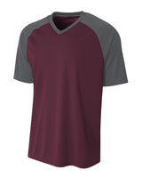 A4 Youth Polyester V-Neck Strike Jersey with Contrast Sleeves A4