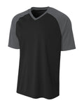 A4 Youth Polyester V-Neck Strike Jersey with Contrast Sleeves A4