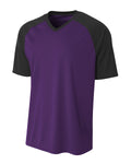 A4 Youth Polyester V-Neck Strike Jersey with Contrast Sleeves A4