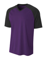 A4 Youth Polyester V-Neck Strike Jersey with Contrast Sleeves A4