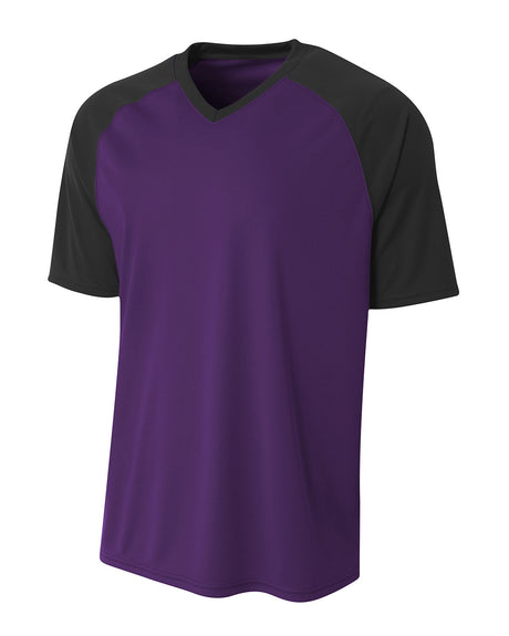 A4 Youth Polyester V-Neck Strike Jersey with Contrast Sleeves A4