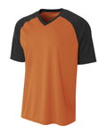 A4 Youth Polyester V-Neck Strike Jersey with Contrast Sleeves A4