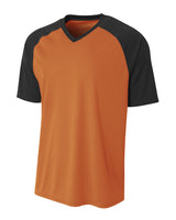 A4 Youth Polyester V-Neck Strike Jersey with Contrast Sleeves A4