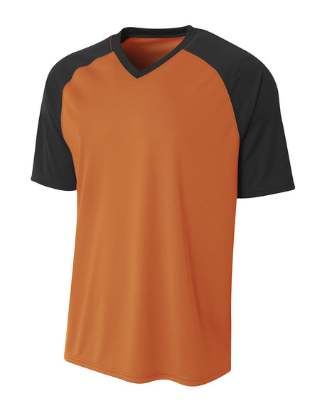 A4 Youth Polyester V-Neck Strike Jersey with Contrast Sleeves A4