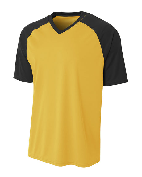 A4 Youth Polyester V-Neck Strike Jersey with Contrast Sleeves A4