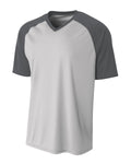 A4 Youth Polyester V-Neck Strike Jersey with Contrast Sleeves A4