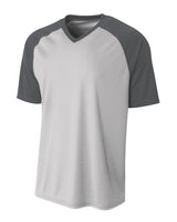 A4 Youth Polyester V-Neck Strike Jersey with Contrast Sleeves A4