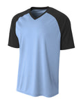 A4 Youth Polyester V-Neck Strike Jersey with Contrast Sleeves A4
