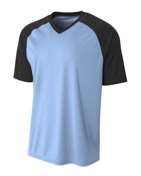 A4 Youth Polyester V-Neck Strike Jersey with Contrast Sleeves A4