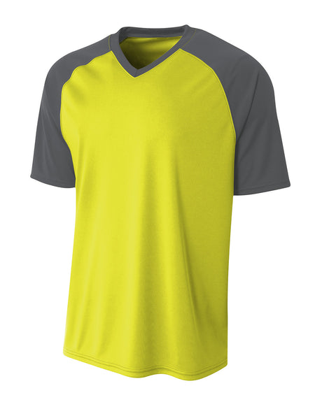 A4 Youth Polyester V-Neck Strike Jersey with Contrast Sleeves A4