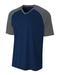 A4 Youth Polyester V-Neck Strike Jersey with Contrast Sleeves A4