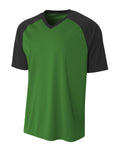 A4 Youth Polyester V-Neck Strike Jersey with Contrast Sleeves A4