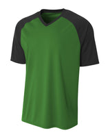 A4 Youth Polyester V-Neck Strike Jersey with Contrast Sleeves A4