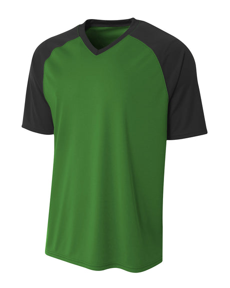A4 Youth Polyester V-Neck Strike Jersey with Contrast Sleeves A4