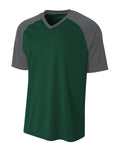 A4 Youth Polyester V-Neck Strike Jersey with Contrast Sleeves A4