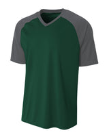 A4 Youth Polyester V-Neck Strike Jersey with Contrast Sleeves A4