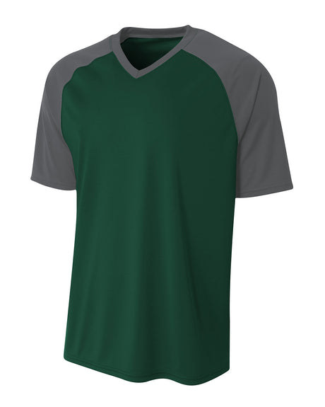 A4 Youth Polyester V-Neck Strike Jersey with Contrast Sleeves A4