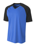 A4 Youth Polyester V-Neck Strike Jersey with Contrast Sleeves A4