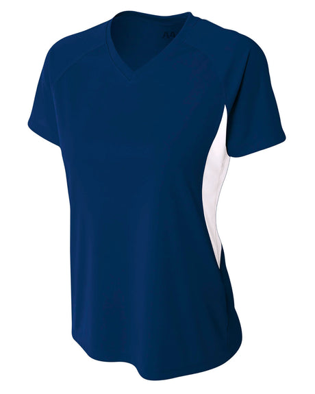 A4 Ladies' Color Block Performance V-Neck T-Shirt A4