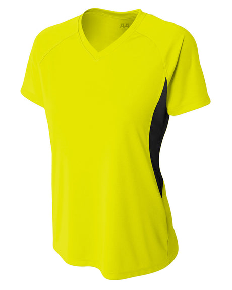 A4 Ladies' Color Block Performance V-Neck T-Shirt A4