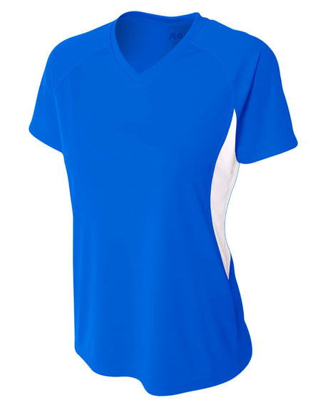 A4 Ladies' Color Block Performance V-Neck T-Shirt A4