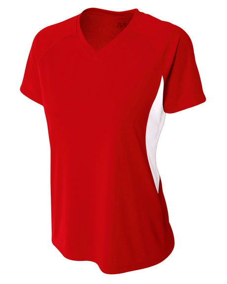 A4 Ladies' Color Block Performance V-Neck T-Shirt A4