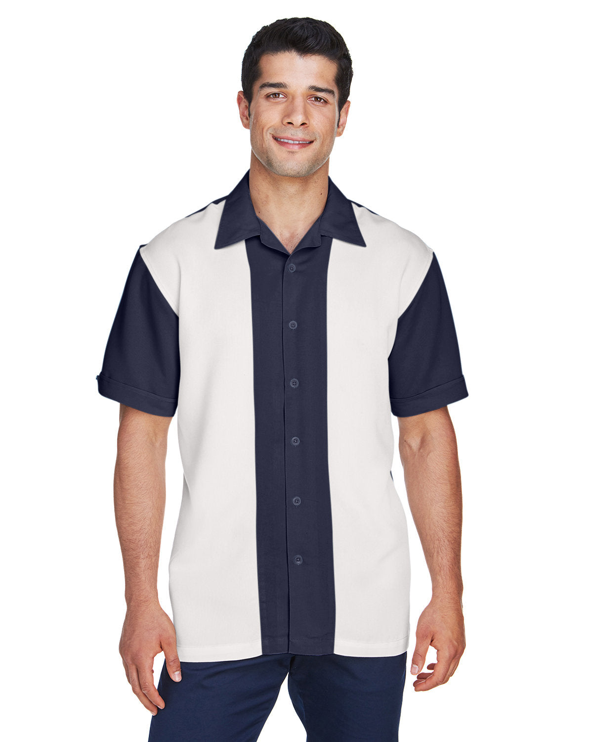 Harriton Men's Two-Tone Camp Shirt Harriton