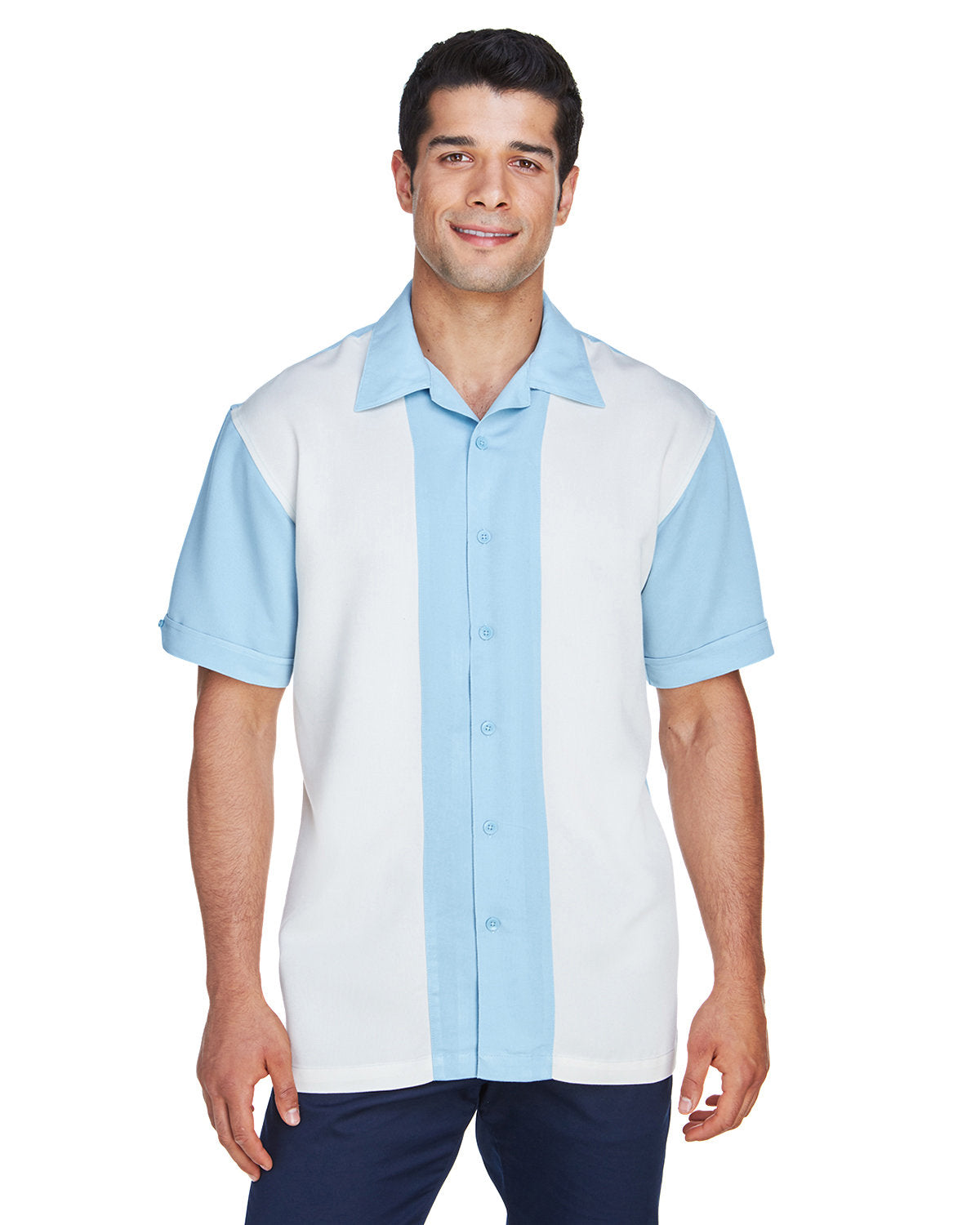 Harriton Men's Two-Tone Camp Shirt Harriton