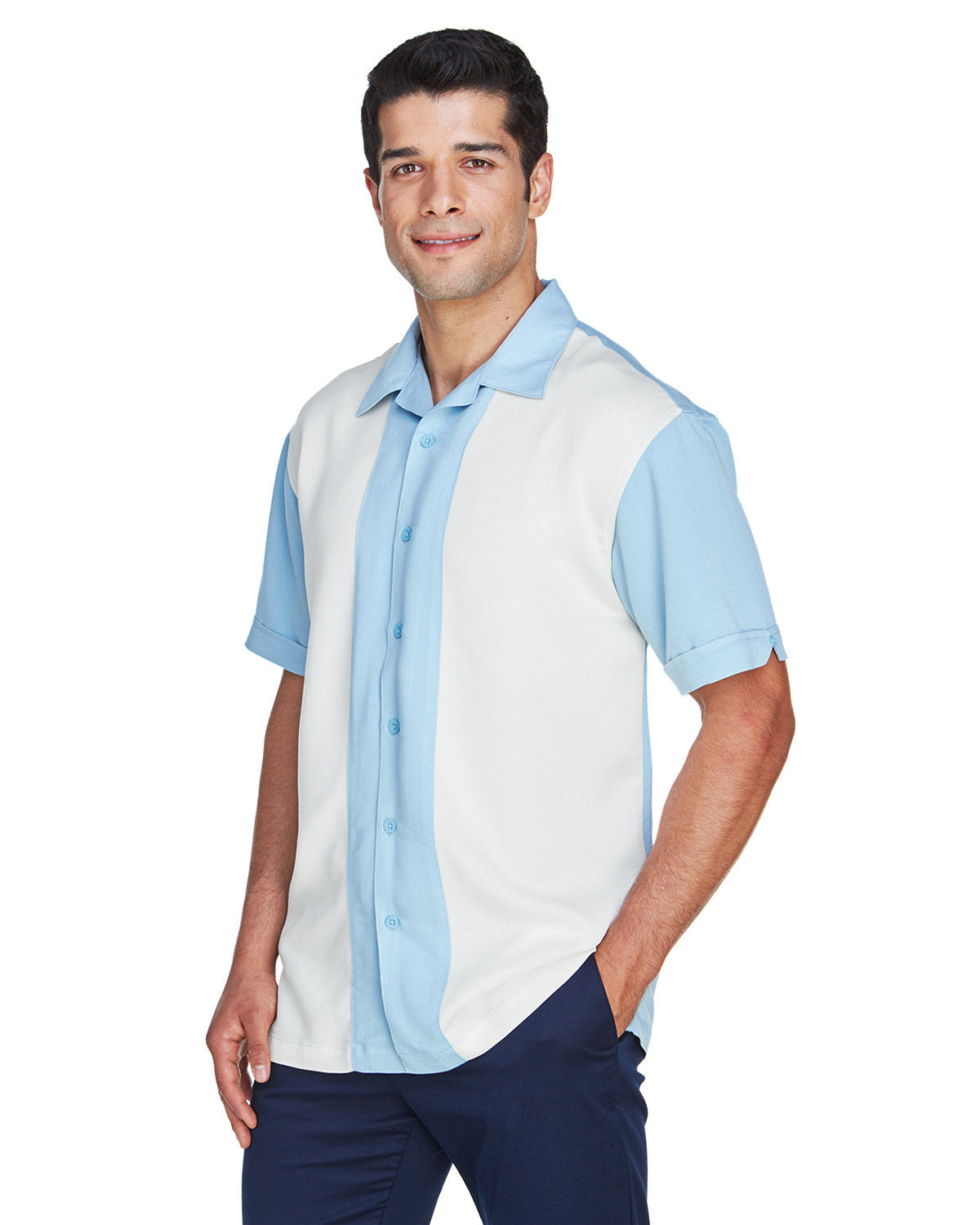 Harriton Men's Two-Tone Camp Shirt Harriton