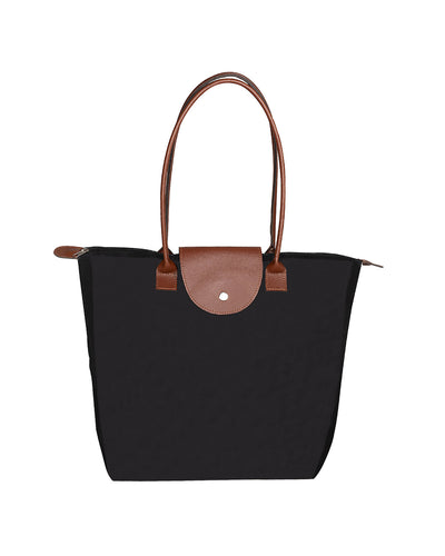Prime Line Folding Tote With Leather Flap Closure