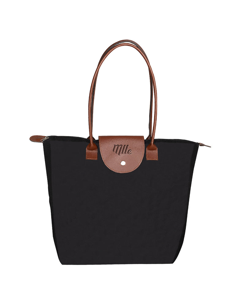Prime Line Folding Tote With Leather Flap Closure