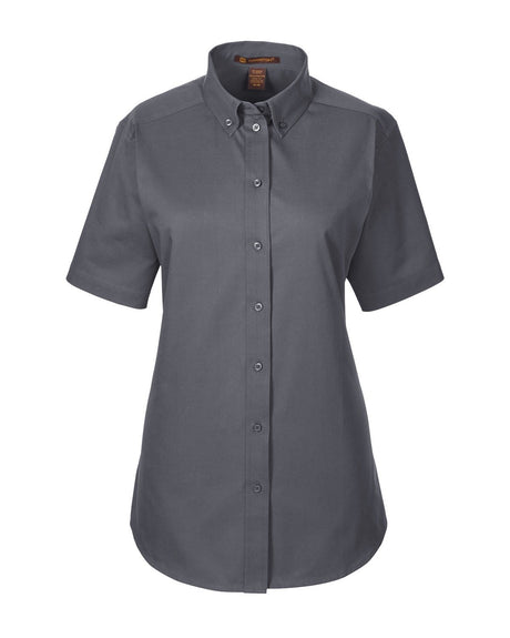 Harriton Ladies' Foundation 100% Cotton Short-Sleeve Twill Shirt with Teflon™ Harriton