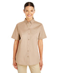 Harriton Ladies' Foundation 100% Cotton Short-Sleeve Twill Shirt with Teflon™ Harriton
