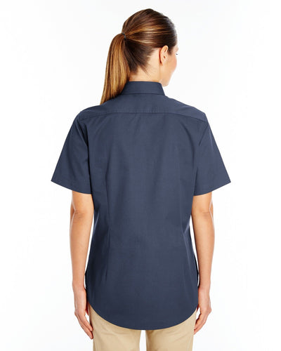Harriton Ladies' Foundation 100% Cotton Short-Sleeve Twill Shirt with Teflon™