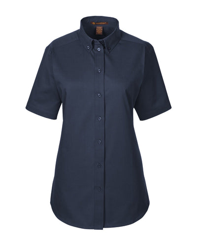 Harriton Ladies' Foundation 100% Cotton Short-Sleeve Twill Shirt with Teflon™