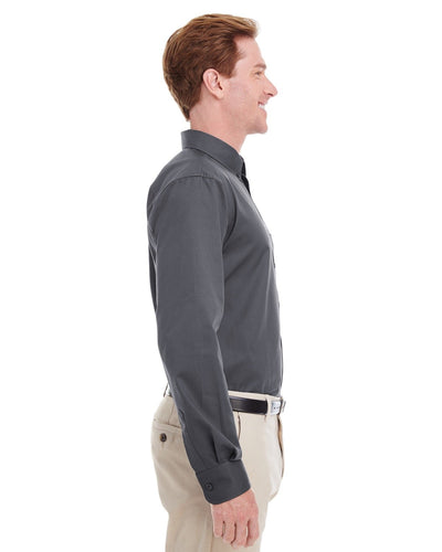 Harriton Men's Foundation 100% Cotton Long-Sleeve Twill Shirt with Teflon™