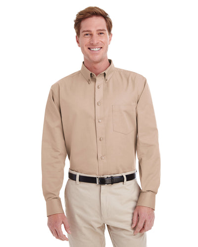 Harriton Men's Foundation 100% Cotton Long-Sleeve Twill Shirt with Teflon™