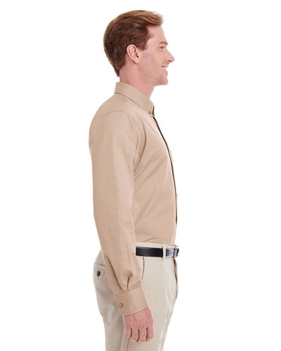Harriton Men's Foundation 100% Cotton Long-Sleeve Twill Shirt with Teflon™