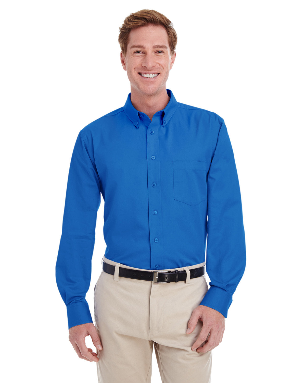 Harriton Men's Foundation 100% Cotton Long-Sleeve Twill Shirt with Teflon™ Harriton
