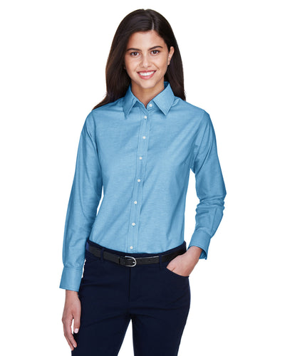 Harriton Ladies' Long-Sleeve Oxford with Stain-Release