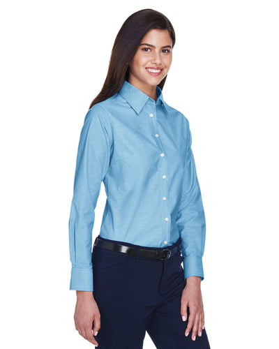 Harriton Ladies' Long-Sleeve Oxford with Stain-Release